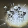 Купить Набор из 4-х стопок с массивными гранёными ножками со звездчатым декором, хрусталь, алмазная грань, СССР, 1960-1990 гг.