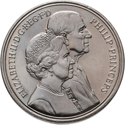 купить Великобритания 5 фунтов (pounds) 1997 Золотая свадьба Королевы