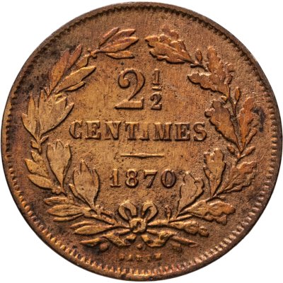 купить Люксембург 2 1/2 сантима (centimes) 1870
