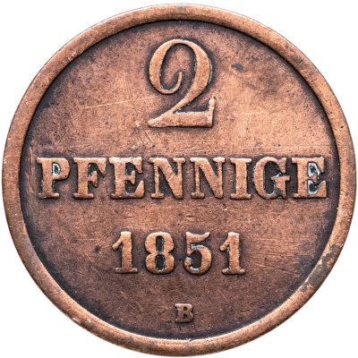 купить Германия, Ганновер 2 пфеннига 1851