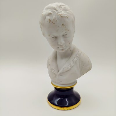 купить Бюст "Александр Броньяр" ("Мальчик") по мотивам одноименного произведения Жана Антуана Гудона, фарфор, крытье, золочение, Европа, 1990-2000 гг.