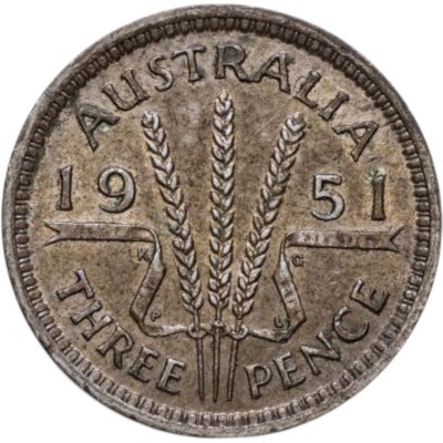 купить Австралия 3 пенса (pence) 1951 PL знак монетного двора: "PL" - Лондон