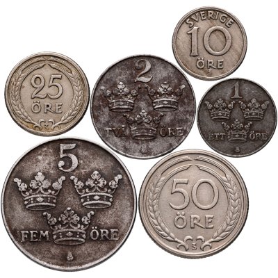 купить Швеция, набор из 6 монет 1942-1948