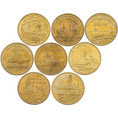 купить Польша набор 8 монет 2 злотых 2012-2013 "Корабли"
