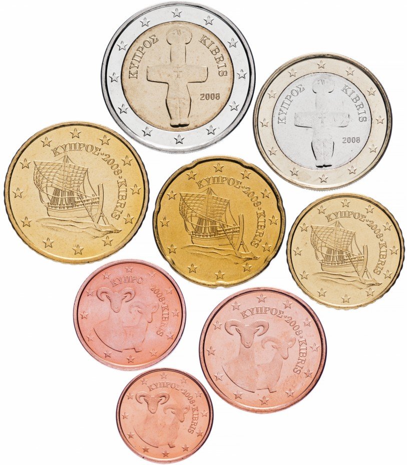 купить Кипр набор монет евро 2008 (8 штук)
