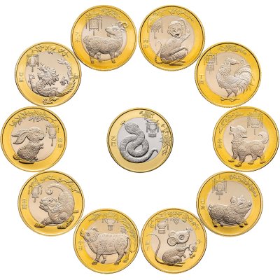 купить Случайная монета: Китай 10 юаней 2015-2025 "Китайский календарь"