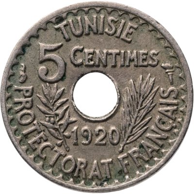 купить Тунис 5 сантимов (centimes) 1920