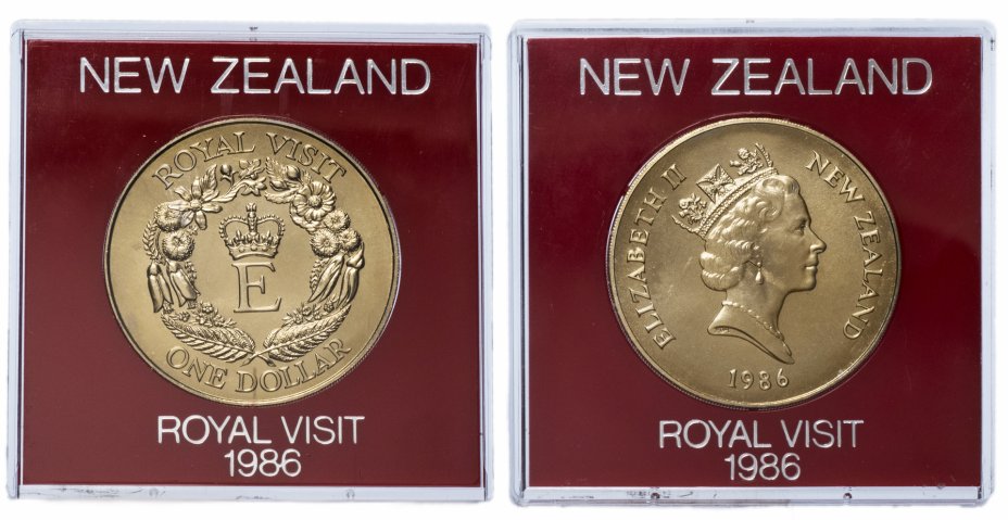 купить Новая Зеландия 1 доллар 1986 "Королевский визит", в футляре