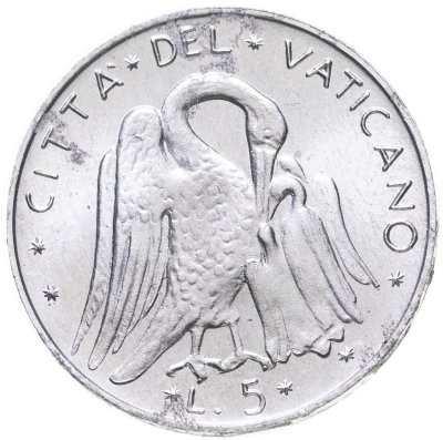 купить Ватикан 5 лир 1970-1977, случайный год