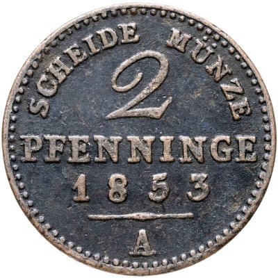 купить Пруссия 2 пфеннига 1853 А