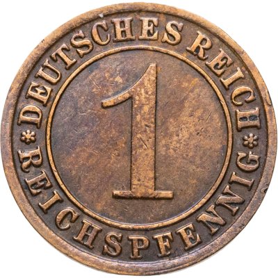 купить Германия 1 рейхспфенниг (reichspfennig) 1930 F знак монетного двора "F" — Штутгарт