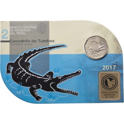 купить Перу 1 новый соль 2017 "Фауна Перу - Острорылый крокодил (Crocodylus acutus)" в буклете