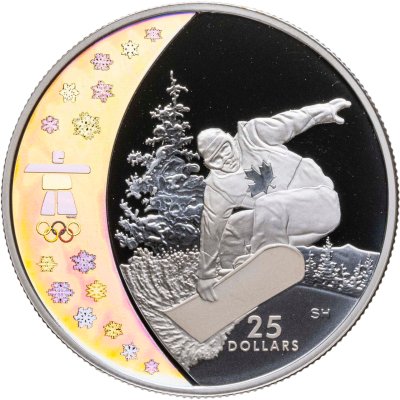 купить Канада 25 долларов (dollars) 2008 XXI зимние Олимпийские Игры, Ванкувер 2010 - Сноуборд