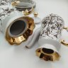 Купить Сервиз кофейный на 4 персоны, украшенный цветочным декором (15 предметов), фарфор, деколь, золочение, Коростенский фарфоровый завод (КФЗ), СССР, 1960-1991 гг.