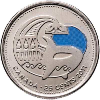 купить Канада 25 центов (cents) 2011 "Природа Канады - Косатка" (цветная)
