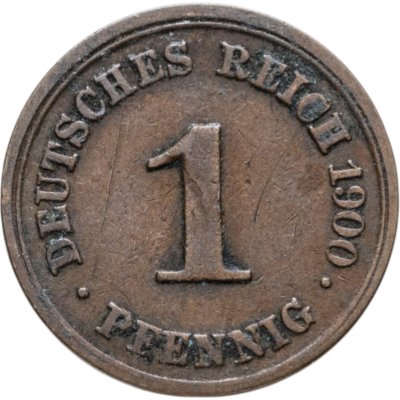 купить Германия 1 пфенниг 1900, знак монетного двора: "F" - Штутгарт