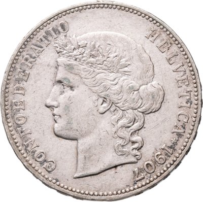 купить Швейцария 5 франков 1907