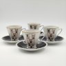 Купить Сервиз кофейный с геометрическим декором, на 4 персонs (10 предметов), фарфор, деколь, золочение, Freiberg Porzellan, ГДР, 1957-1972 гг.
