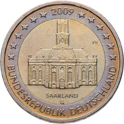 купить Германия 2 евро (euro) 2009 G "Федеральные земли Германии - Церковь Людвига в Саарбрюккен, Саар"