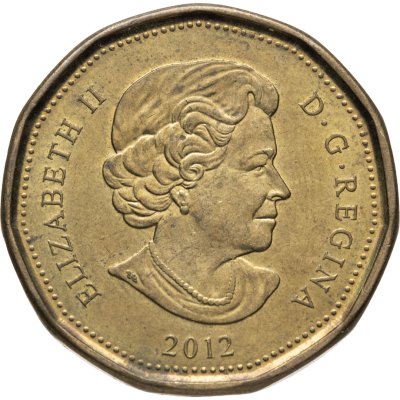 купить Канада 1 доллар (dollar) 2012 Lucky Loonie (гагара Лаки Луни) дата под портретом
