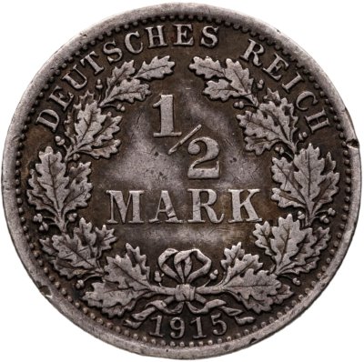 купить Германия 1/2 марки (mark) 1915 A знак монетного двора: "A" - Берлин