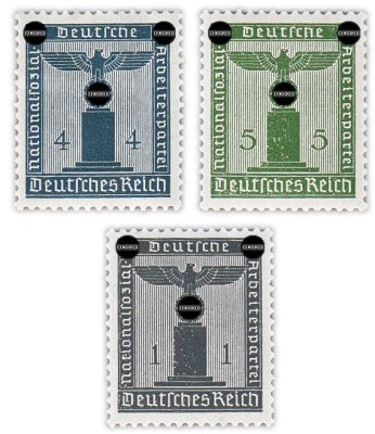 купить Германия, Третий Рейх набор из 3 марок 1942 "Официальные марки почтового обслуживания НСДАП"