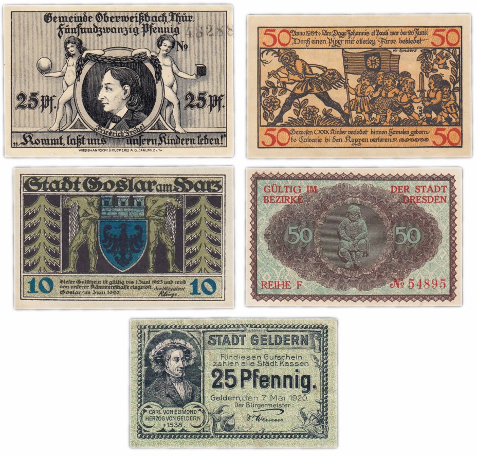 купить Германия (разные земли) набор из 5 нотгельдов 1920-1923