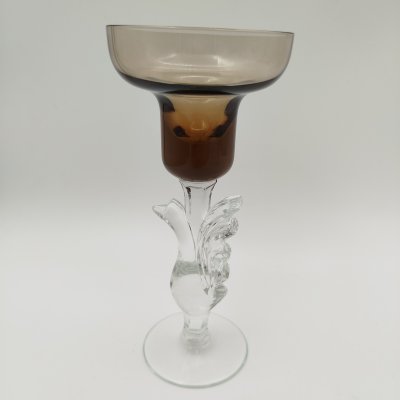 купить Подсвечник "Птица счастья" дымчатого оттенка, цветное стекло, Гусевской хрустальный завод (Гусь-Хрустальный), Российская Федерация, 1991-2010 гг.