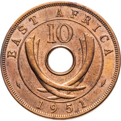 купить Британская Восточная Африка 10 центов (cents) 1951