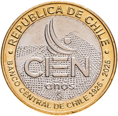 купить Чили 100 песо 2025 "100 лет Центральному банку Чили"