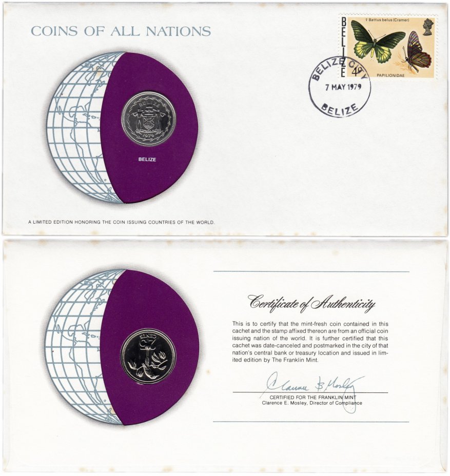 купить Серия «Монеты всех стран мира» - Белиз 25 центов (cents) 1979   "Птица" (монета и 1 марка в конверте)