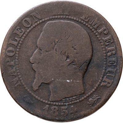 купить Франция 5 сантимов (centimes) 1854 знак монетного двора: "D" - Лион