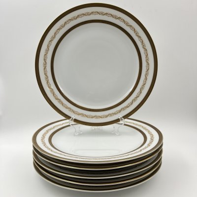 купить Набор тарелок для горячих блюд с растительным декором на 6 персон, серия "Charleroi-Bruxelles", фарфор, золочение, Tirschenreuth, Германия, 1969-1990 гг.