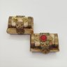 Купить Пара миниатюрных шкатулок, украшенных растительным декором, кость, латунь, текстиль, композитный материал, Индия, 1980-2000 гг.
