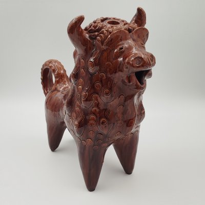 купить Зооморфный сосуд (кувшин, лембик) "Бык", керамика, поливы, Опошня, СССР, 1960-1980 гг.