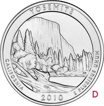 купить США 25 центов (квотер) 2010 D — Йосемитский национальный парк