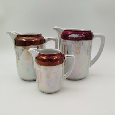 купить Набор из 3-х молочников (сливочников) разных размеров, фарфор, люстр, крытье, золочение, Европа, 1950-1970 гг.