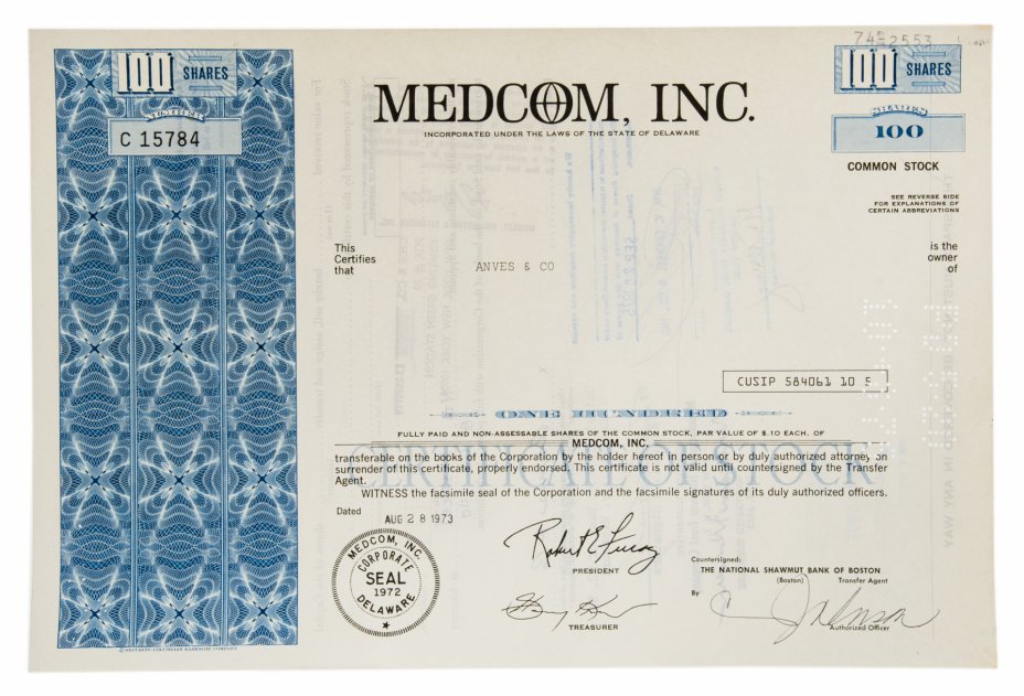 купить Акция США MEDCOM, INC., 1973 г.