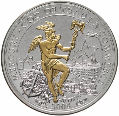 купить Острова Кука 10 долларов 2008 «Бог торговли - Меркурий» в футляре с сертификатом