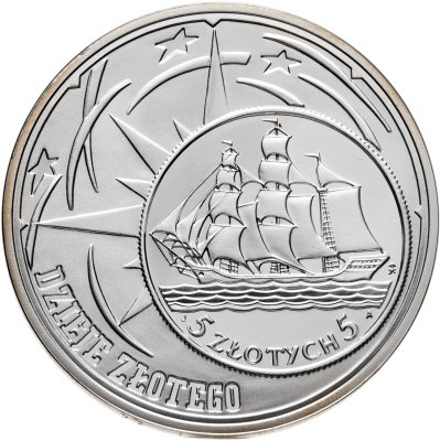 купить Польша 10 злотых (zlotych) 2005 Proof "История польского злотого - парусное судно "Дар Поморья" на 2 и 5 злотых 1936 года"