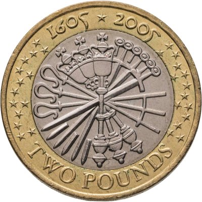 купить Великобритания 2 фунта (pounds) 2005 "400 лет "Пороховому заговору"