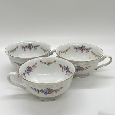 купить Набор из 3 чашек с цветочным декором из серии "Marie-Luise", фарфор, деколь, золочение, Christian Seltmann, Weiden, Германия, 1949-1954 гг.