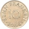 Купить Саар 10 франков (francs) 1954