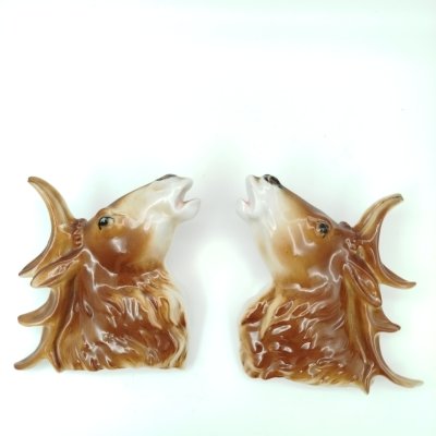 купить Пара декоративных настенных плакеток в виде голов оленей, фарфор, аэрография, Германия, 1960-1990 гг.