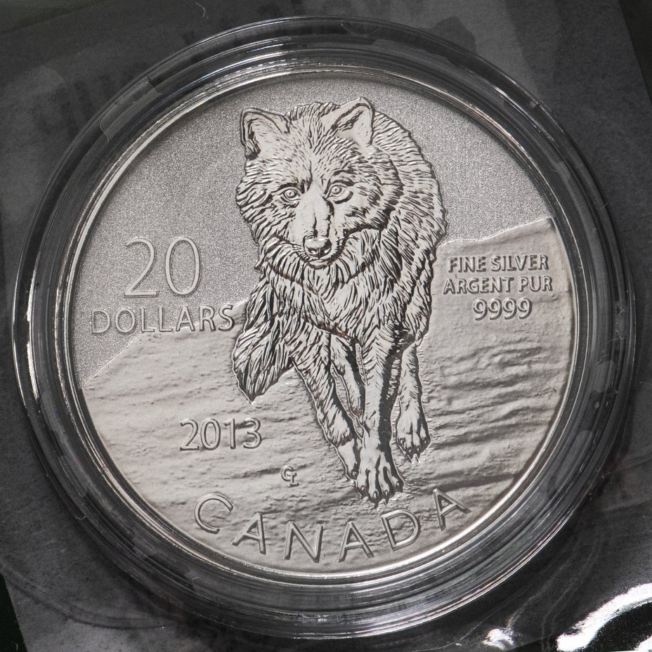 купить Канада 20 долларов 2013 "Волк" в подарочной  упаковке