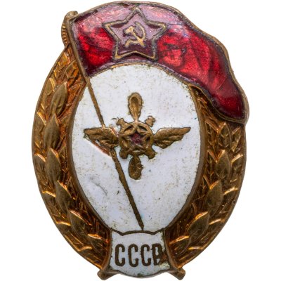 купить Нагрудный знак выпускника среднего Военно-авиационного училища, латунь, эмаль, винт. СССР, 1951 г.