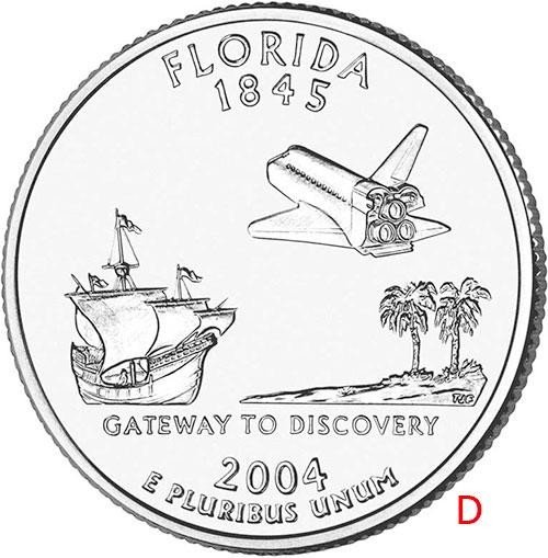 купить США 25 центов (квотер) 2004 D — штат Флорида