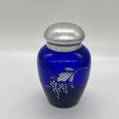 купить Чайница (ёмкость для хранения чая) с цветочным декором, стекло, металл, СССР, 1950-1980 гг.