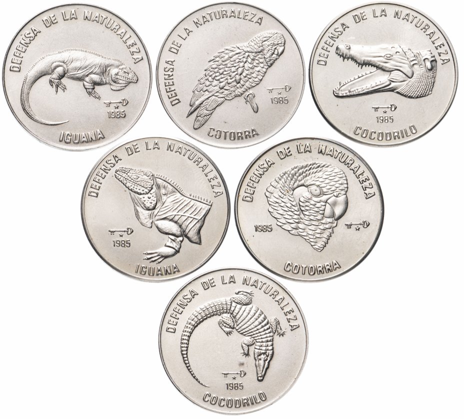 купить Куба набор из 6 монет 1 песо 1985 "Защита дикой природы"