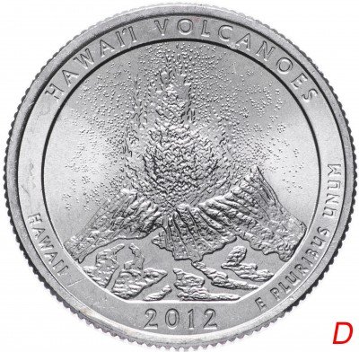 купить США 1/4 доллара (25 центов, квотер) 2012 D — "Гавайский национальный парк вулканов" (14-й парк), знак монетного двора: "D" - Денвер